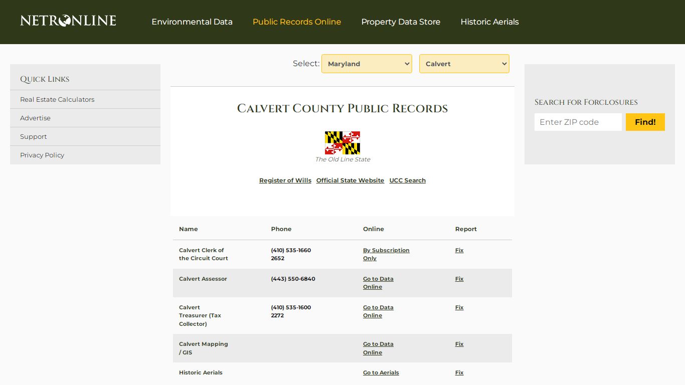 Calvert County Public Records - NETROnline.com