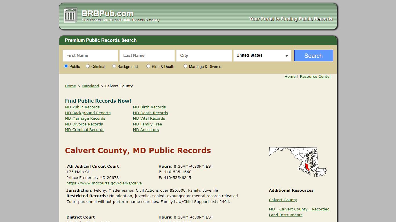 Calvert County Public Records | Search Maryland Government Databases